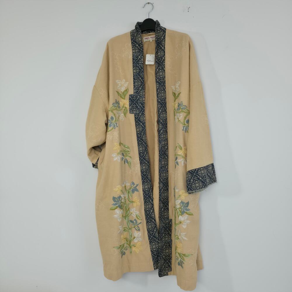 Free People Henlow Embroidered Relaxed Oversized Duster Jacket Sz M/L NWT - Picture 2 of 11